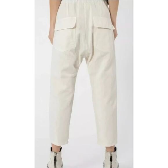 NEW! Nili Lotan S Slouchy Casablanca Pants Elastic Waist Crop Eggshell White 4 6 - Picture 7 of 12
